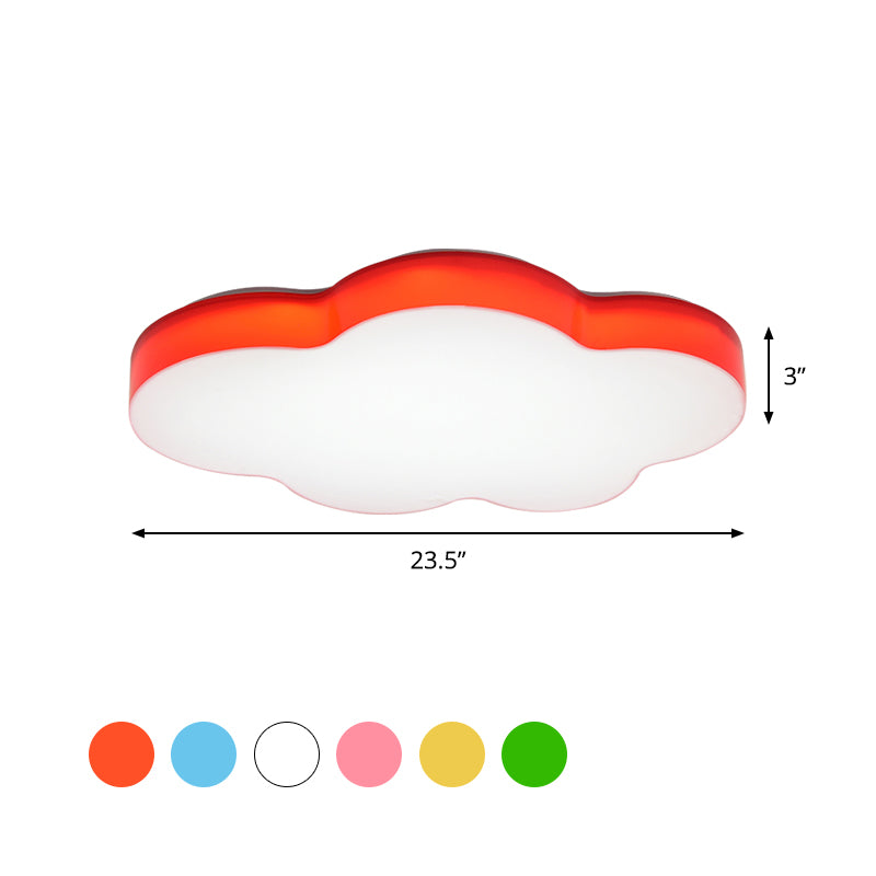 Acrylic Cloud-Shape Ceiling Mounted Fixture Cartoon LED Flushmount Lighting in White/Red/Yellow for Kids Room