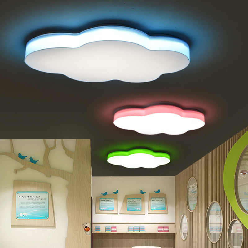 Acrylic Cloud-Shape Ceiling Mounted Fixture Cartoon LED Flushmount Lighting in White/Red/Yellow for Kids Room