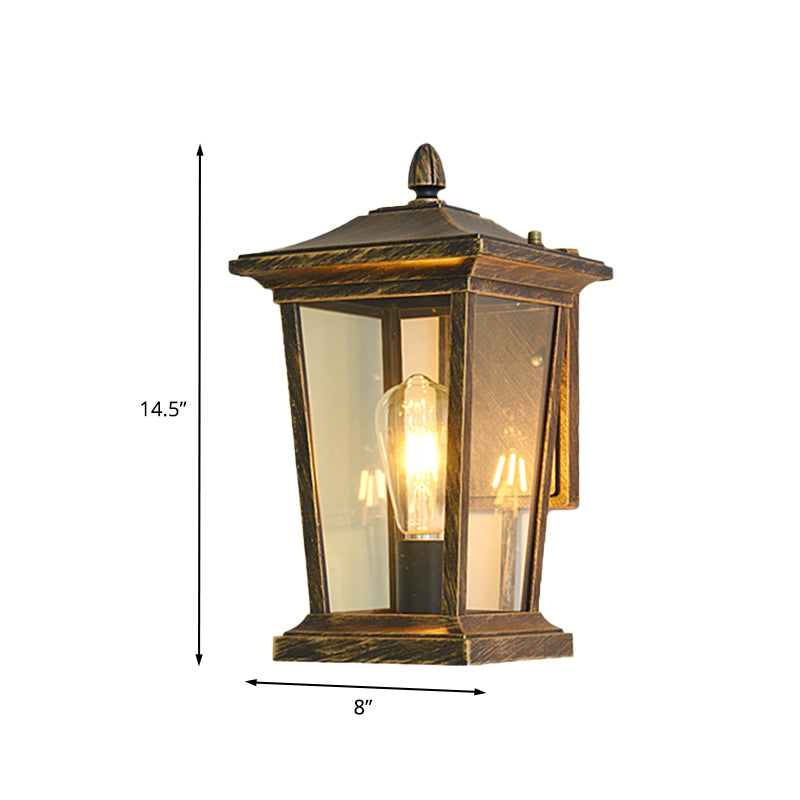 1 Light Sconce Lamp Lodge Birdcage Clear Glass Wall Mounted Light Fixture in Bronze for Outdoor