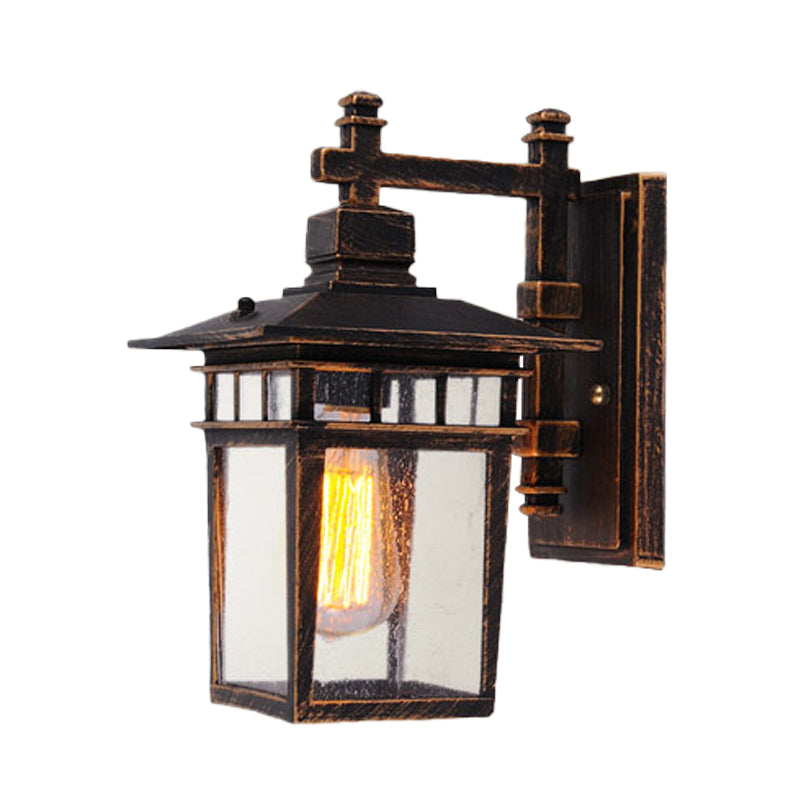 Retro Birdcage Wall Light Fixture Single Head Clear Glass Wall Mounted Lamp in Bronze