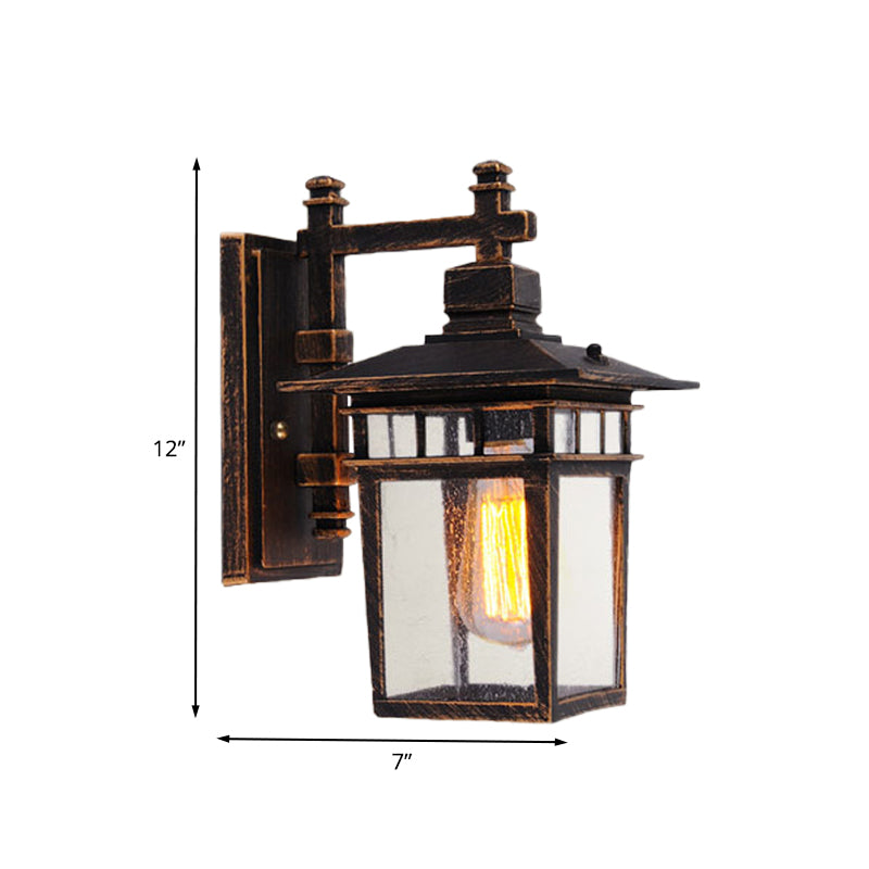 Retro Birdcage Wall Light Fixture Single Head Clear Glass Wall Mounted Lamp in Bronze