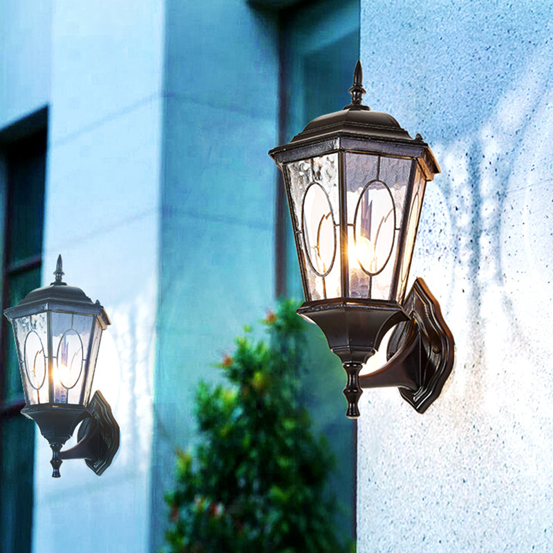 Clear Ripple Glass Birdcage Sconce Rural Rural a 1 luci a parete Accensione montata in nero