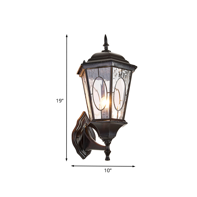 Clear Ripple Glass Birdcage Sconce Rural Rural a 1 luci a parete Accensione montata in nero