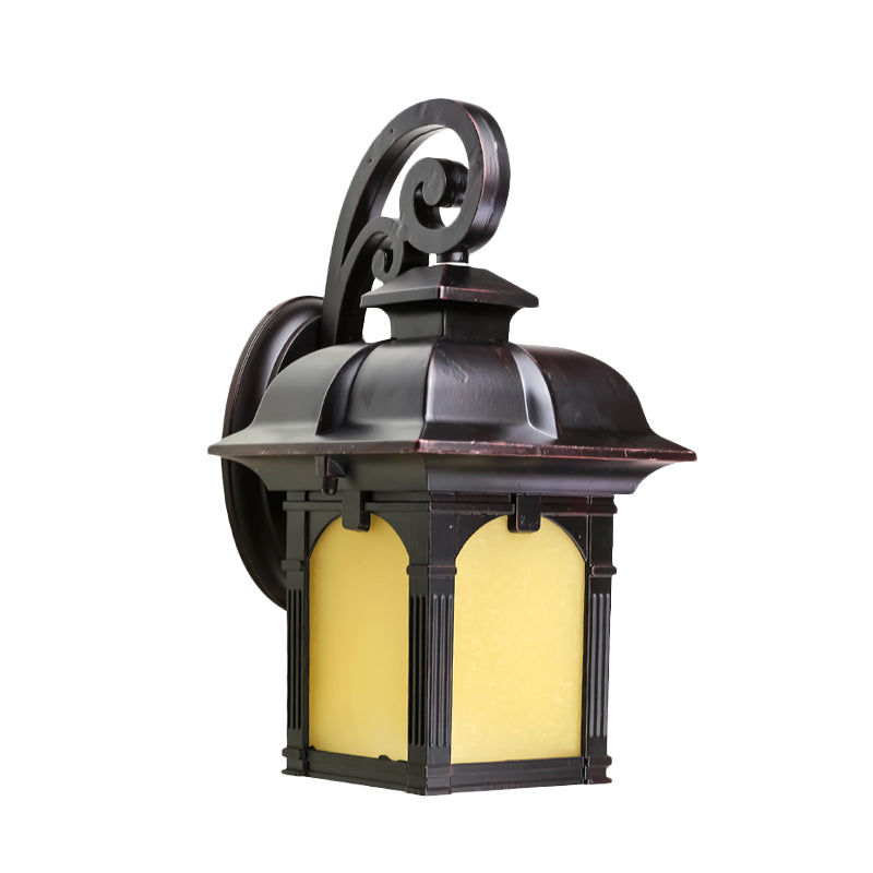 Lampe murale à bras rural rural simple en verre jaune clair