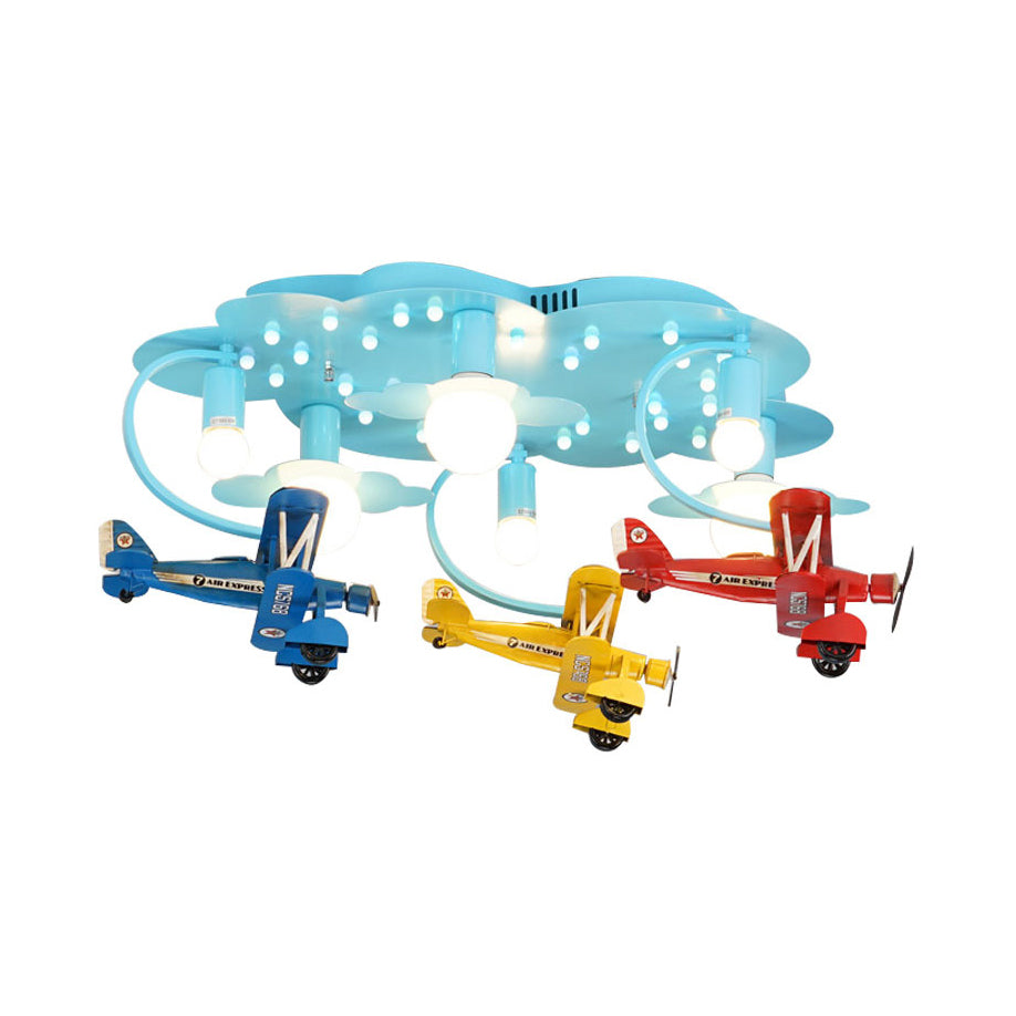 Kid Bedroom Fighter Plane Ceiling Light Fixture Metal Modern Flush Mount Ceiling Light