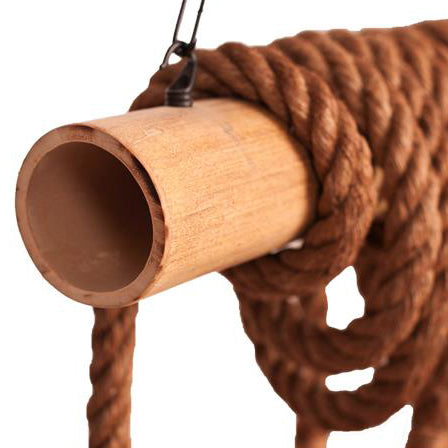 Country Rope Rope Island Light 3/4/6-Light Bamboo Island Pendant Light avec une ampoule nue en beige