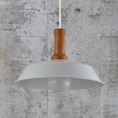 Luce sospesa da fienile elegante retrò 10 "/14" W 1 lampada a soffitto in metallo in metallo in bianco/nero per cucina