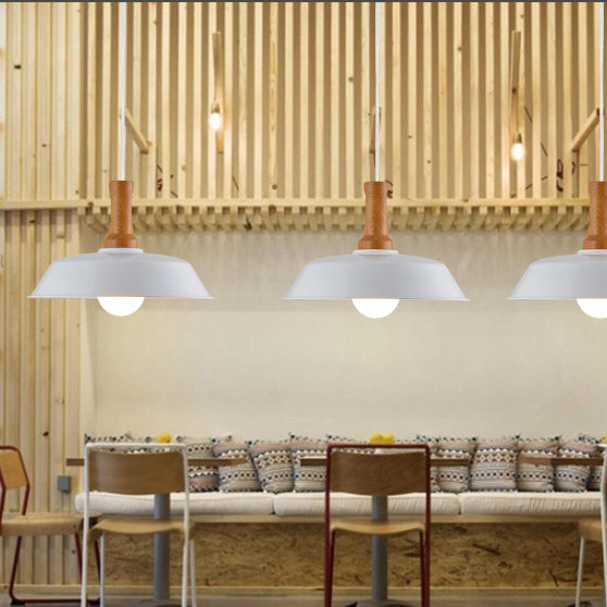 Luce sospesa da fienile elegante retrò 10 "/14" W 1 lampada a soffitto in metallo in metallo in bianco/nero per cucina