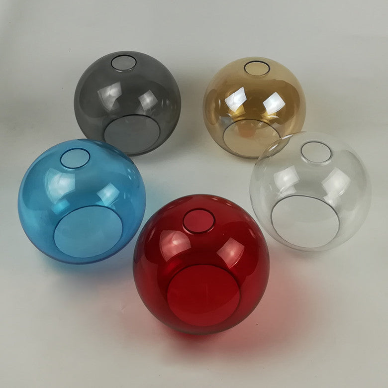 Globe Pendant Light Industrial 1 Light 8"/10" Wide Grey/Red/Blue Glass Hanging Lamp in Black