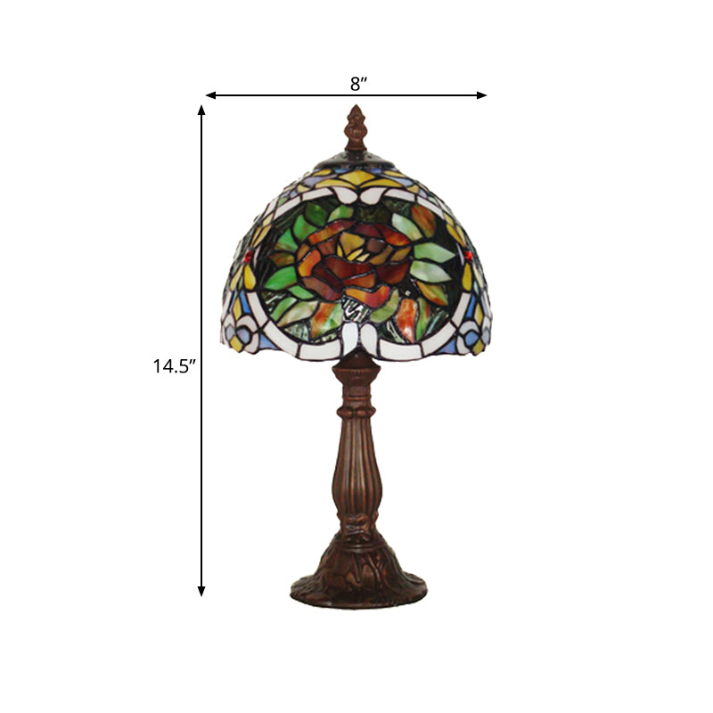 Lampe de nuit en vitrail en fleur de rose