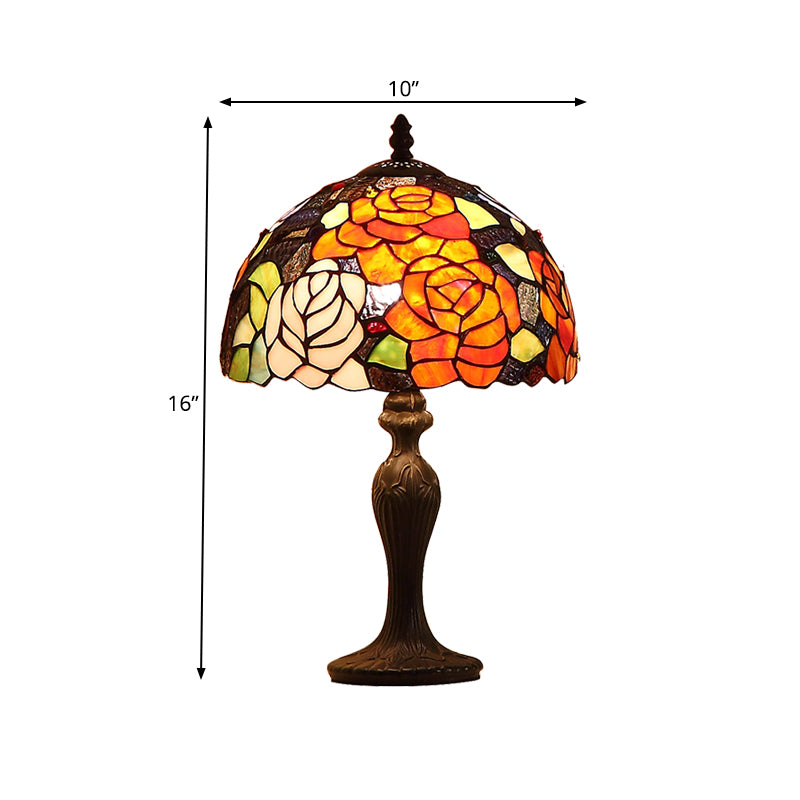 Lampada da tavolo in vetro artistico colorato tiffany tiffance a 1 luce marrone scuro
