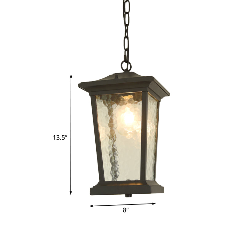 Single Head Birdcage Ceiling Light Countryside Black Water Glass Down Lighting Pendant
