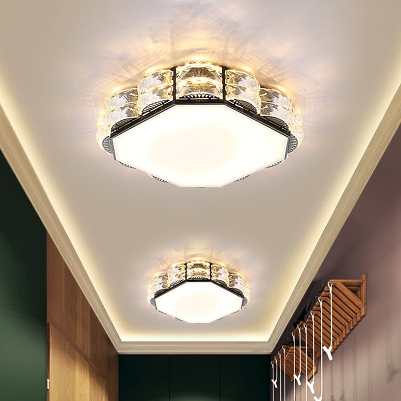 Lampada da incasso a LED integrata Lampada da soffitto in cristallo semplice tonda/quadrata smerlata in bianco/nero