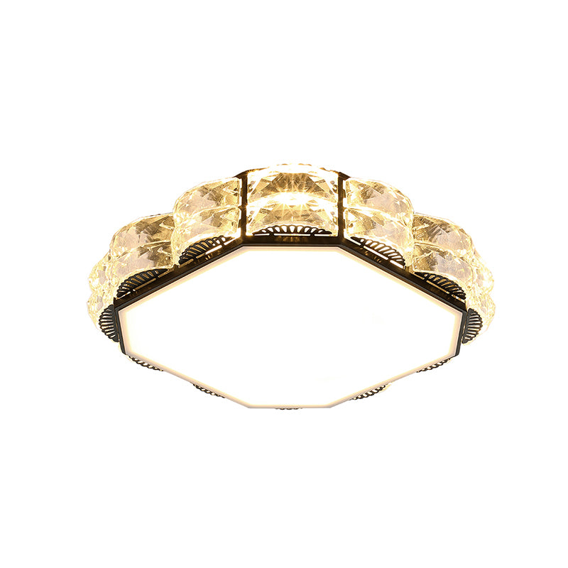 Lampada da incasso a LED integrata Lampada da soffitto in cristallo semplice tonda/quadrata smerlata in bianco/nero