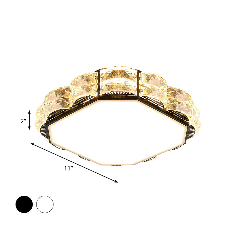 Lampada da incasso a LED integrata Lampada da soffitto in cristallo semplice tonda/quadrata smerlata in bianco/nero