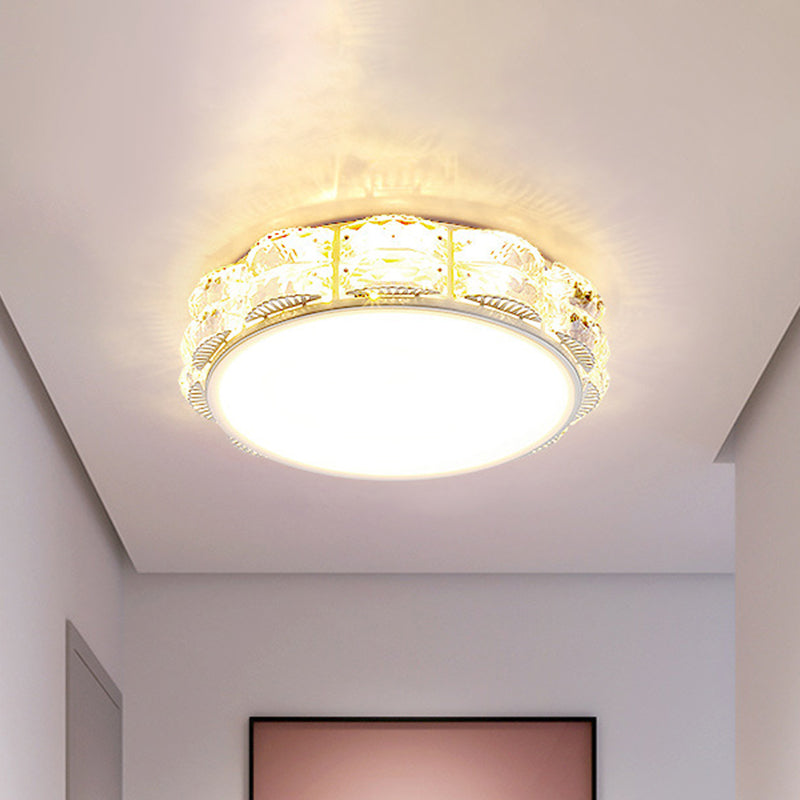 Lampada da incasso a LED integrata Lampada da soffitto in cristallo semplice tonda/quadrata smerlata in bianco/nero