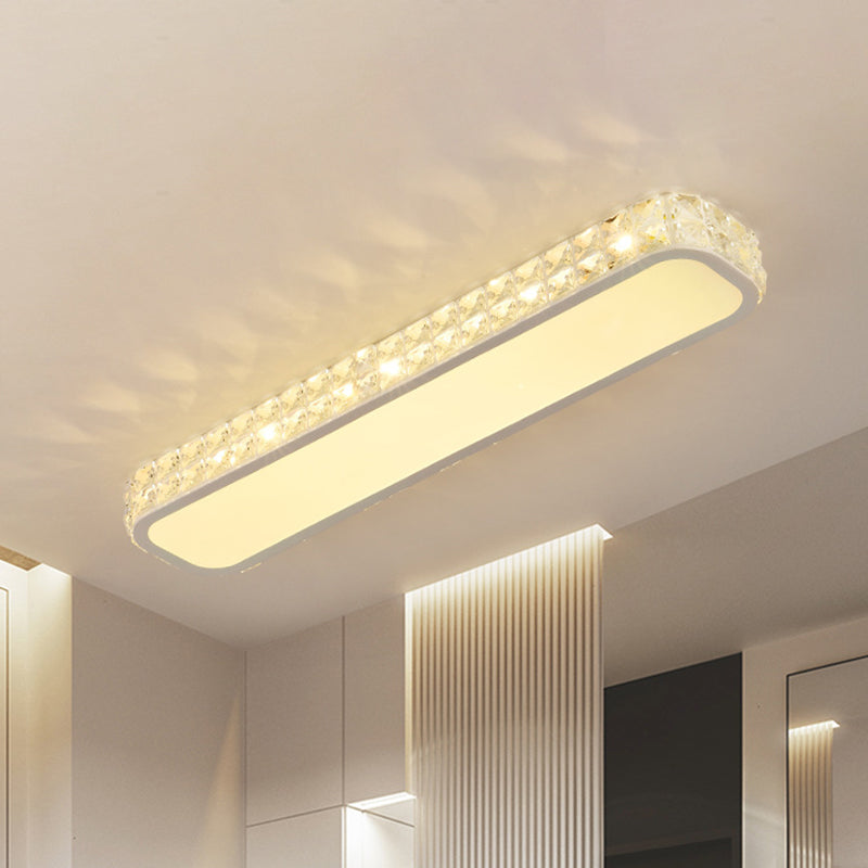 Cristal-Enflé Oblong Ceiling Flush Minimaliste Hallway 15 "/19" /23 " Long LED Flush Mounted Lamp in Black / White
