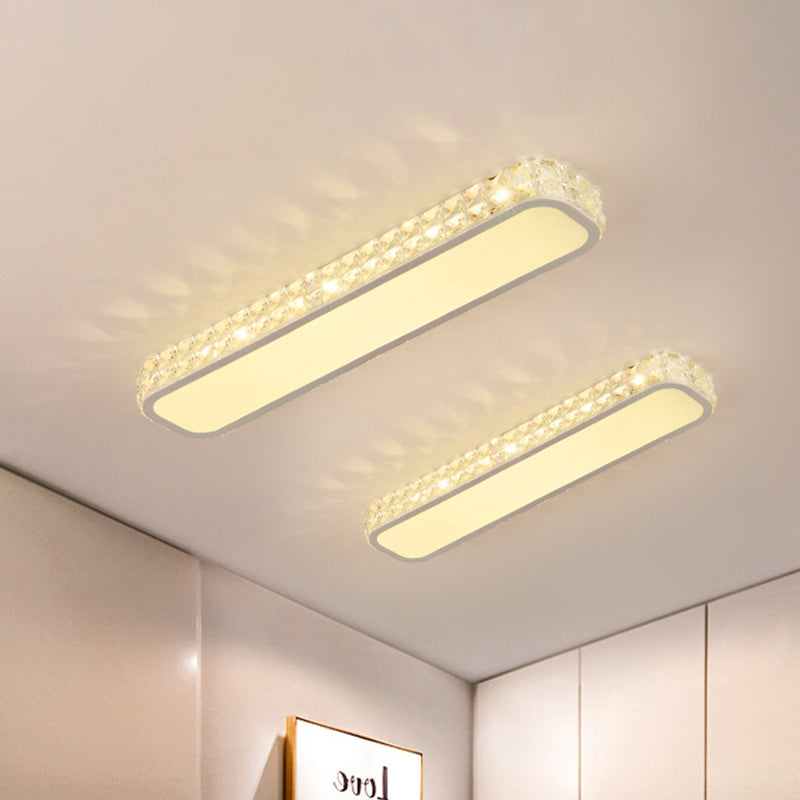 Cristal-Enflé Oblong Ceiling Flush Minimaliste Hallway 15 "/19" /23 " Long LED Flush Mounted Lamp in Black / White