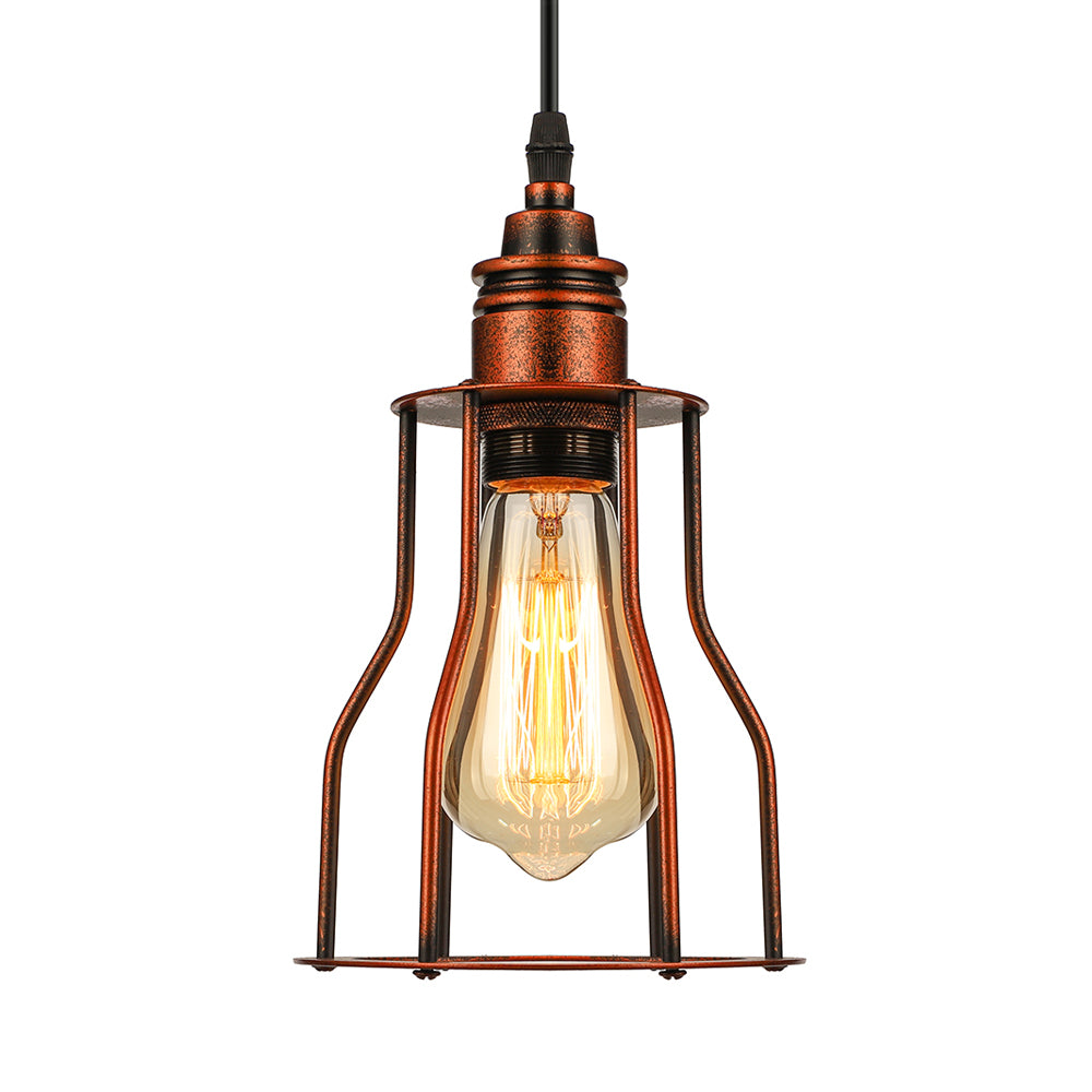 Copper 1 Head Pendant Lighting Antique Stylish Metallic Wire Guard Hanging Ceiling Light for Restaurant