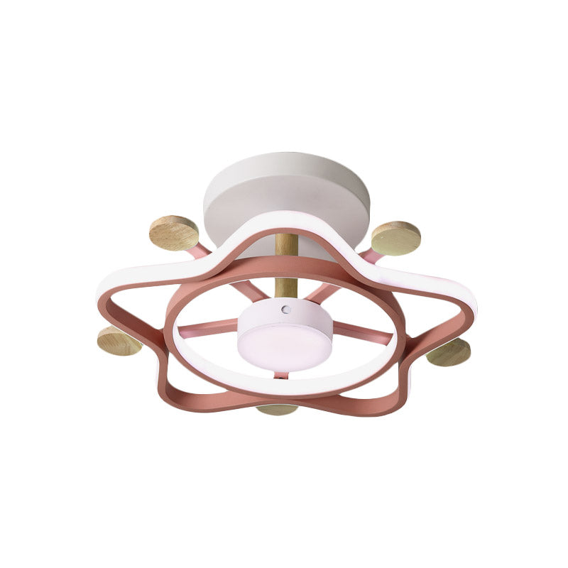 Pentagramma rosa/blu pentagramma semi-filo per bambini acrilici con pioggia vicino all'illuminazione del soffitto in luce calda/bianca per la stanza del bambino