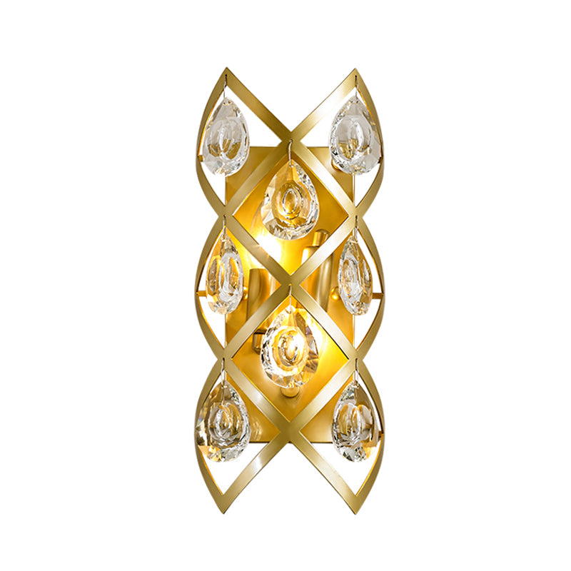 Lampada da parete da letto incrociata da comodino CRISS Crystal Crystal 2 teste Gold Wall Mount Stupt Lamp