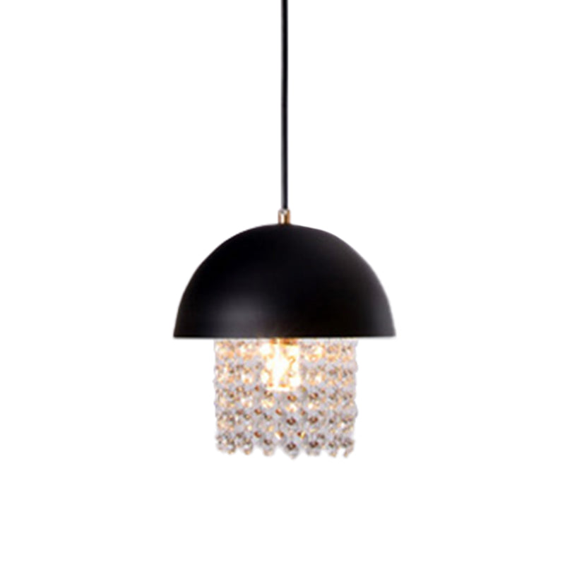 Black Onion Shape Drop Pendant Nordic Metal 1 Head Dining Table Suspension Lamp with Crystal Fringe