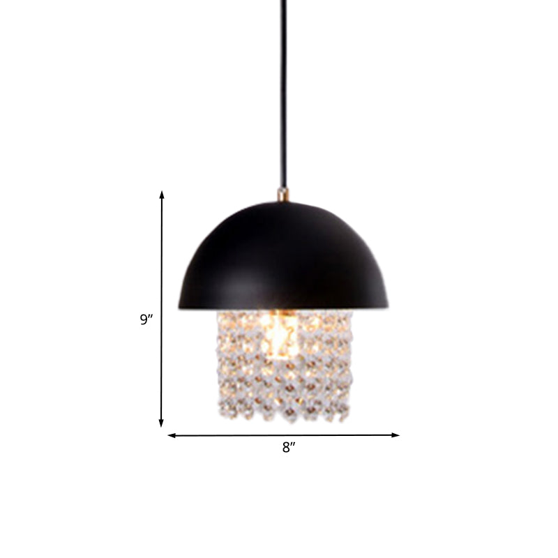Black Onion Shape Drop Pendant Nordic Metal 1 Head Dining Table Suspension Lamp with Crystal Fringe