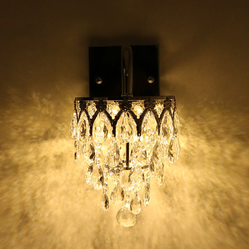 Lampe murale à LED chromée polie éclairage d'applications drapé moderne avec bras arqué