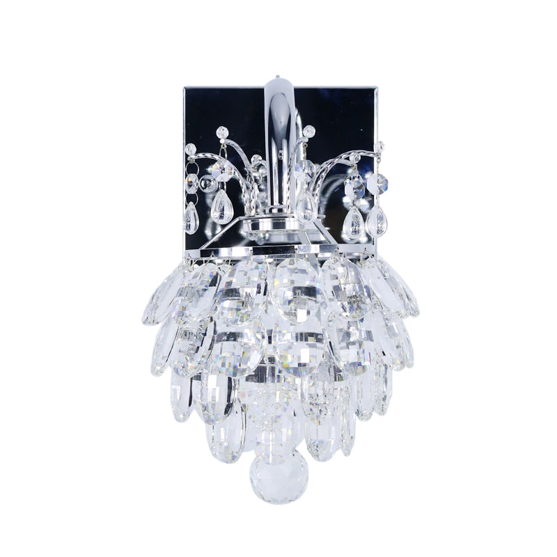 Crystal Artichoke Wall Light Fixture Modern Style Bedside LED Sconce Lamp in Chrome