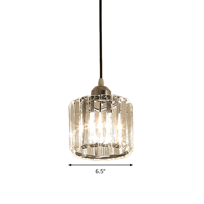 Luce a pendolo a cristallo singolo semplice cromo corto cotto a soffitto a sospensione.