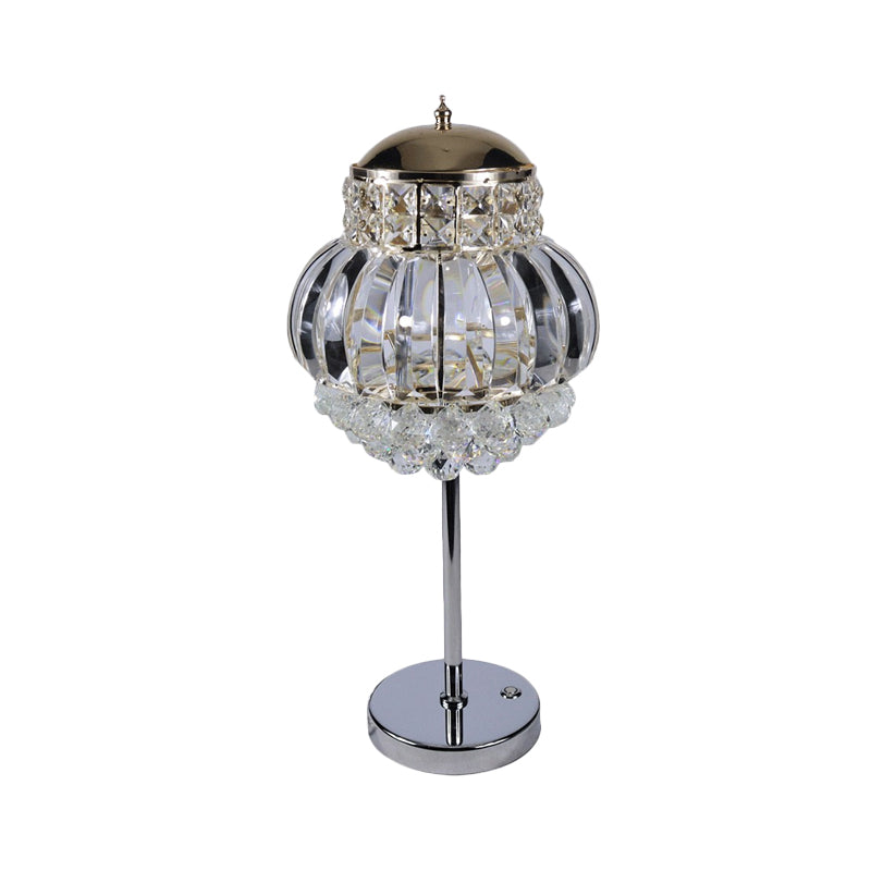 Chrome LED Night Night Modern Style Clear/Champagne Crystal Globe Tafe Lamp met dimmer knop