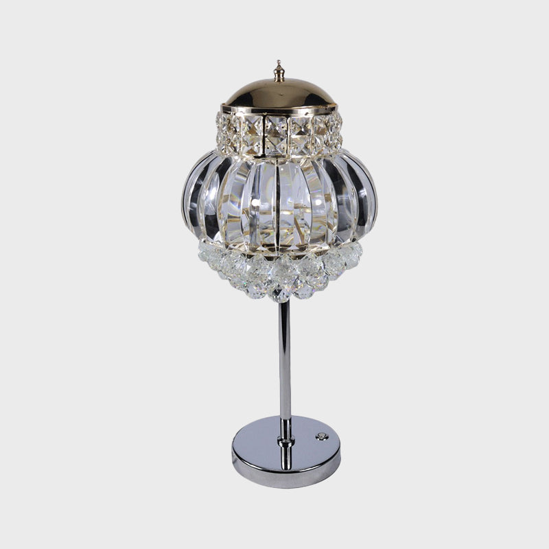 Chrome LED Night Night Modern Style Clear/Champagne Crystal Globe Tafe Lamp met dimmer knop