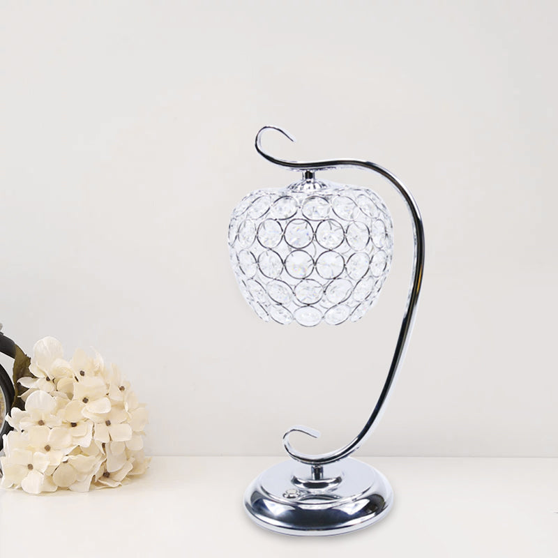 Klarer kristallgewölbter Nachtlicht traditioneller Wohnzimmer LED -Tischlampe mit Wirbelarm