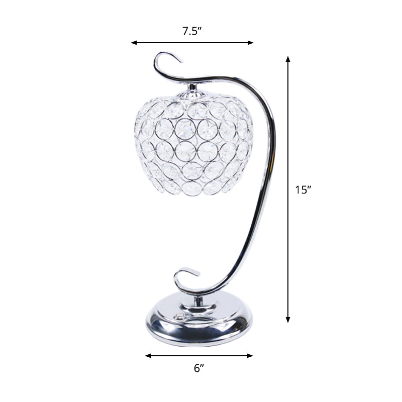 Klarer kristallgewölbter Nachtlicht traditioneller Wohnzimmer LED -Tischlampe mit Wirbelarm