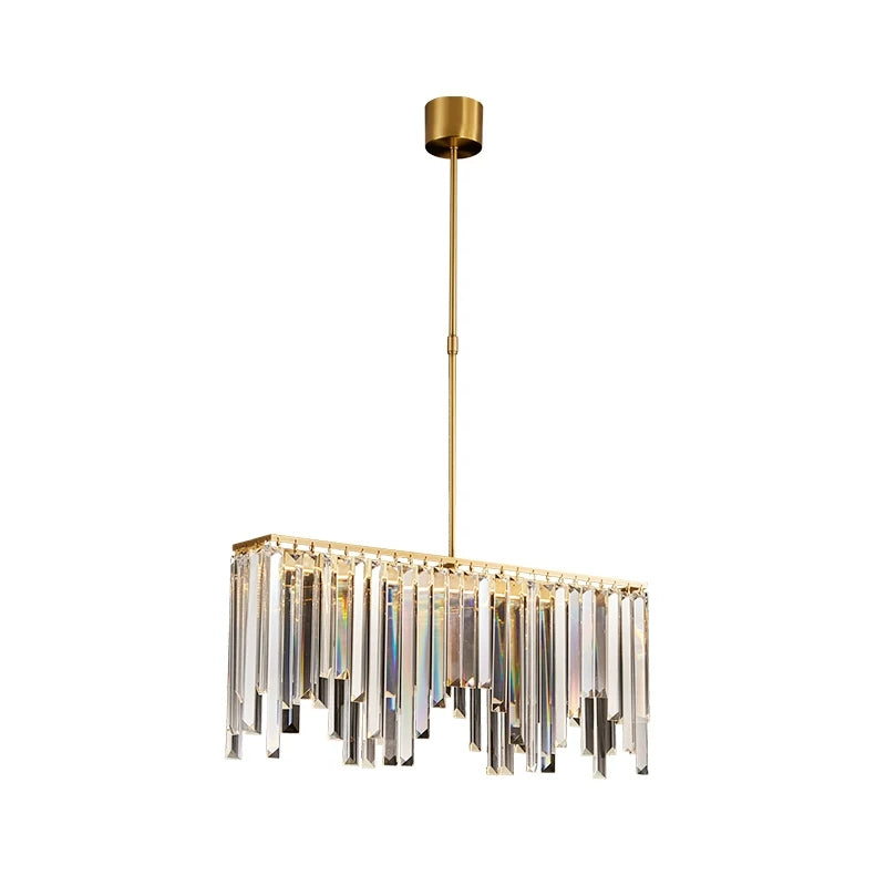 Finition en laiton LED LED Light Postmodern Crystal Flute Lampe suspendue ondulée sur la table