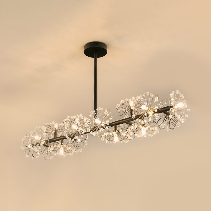 Lampada isola blossom di cristallo moderna elegante 16 lampadine tavolo da pranzo di illuminazione sospesa in nero