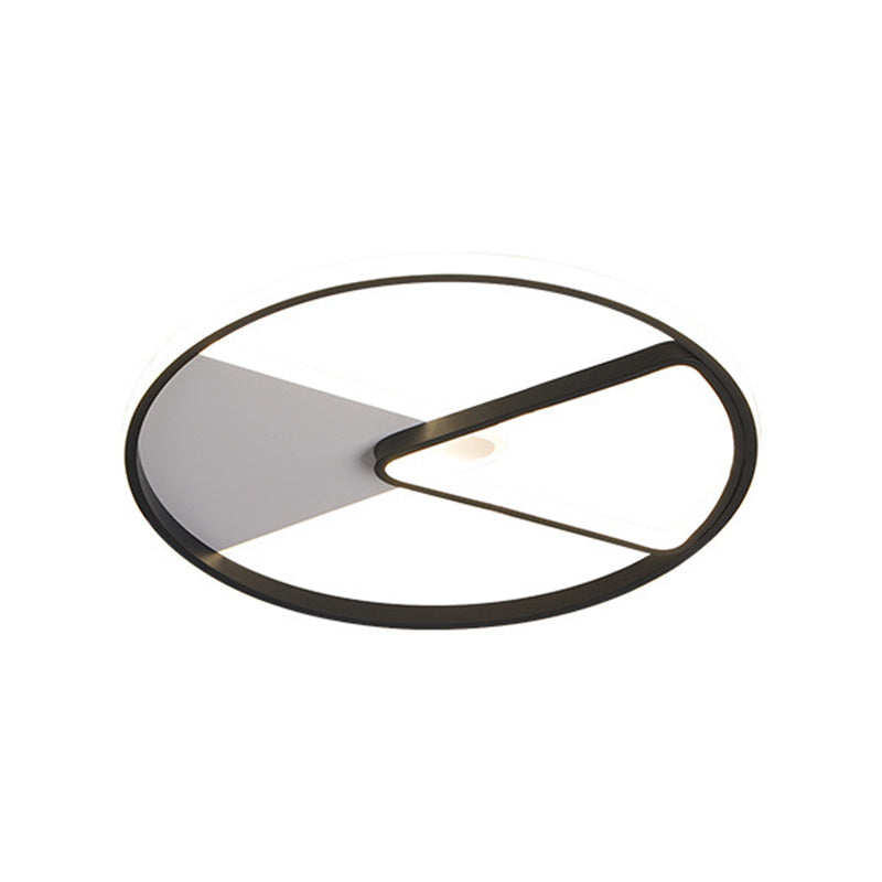 Simple Sector Cadre Flushmount Light Acrylique 16,5 "/20.5" Wide LED Bedroom Flush Mount Fixture in Black, White / Warm Light