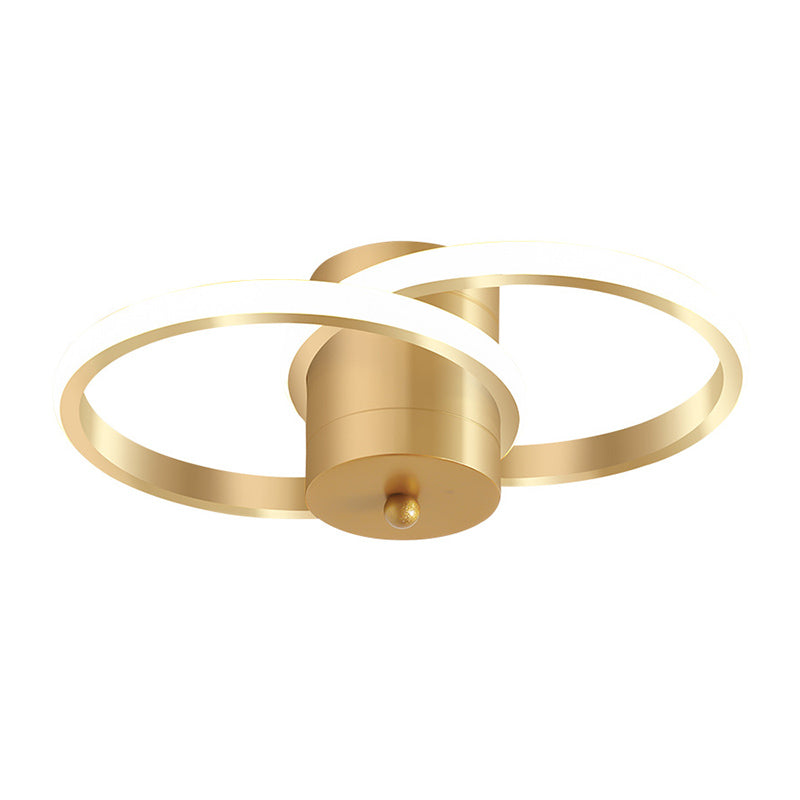 Acryl Dual Loop Flush Light Fixture Modern LED Gold Flush Mount Plafond Lamp voor Corridor