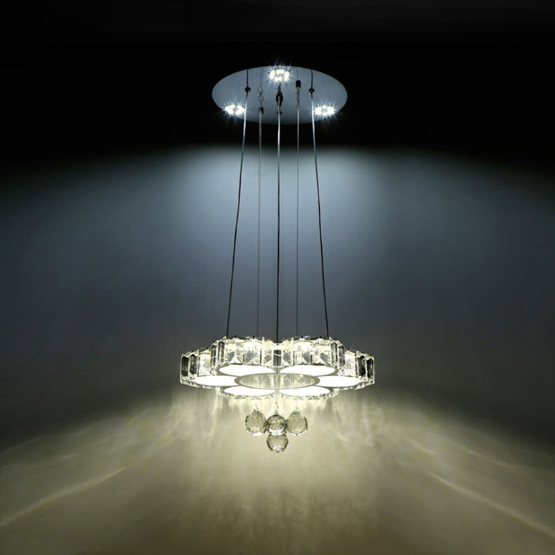 Lampone a legno a LED Crystal Light Minalismo Cromo Floral Dining Room Hanging Lampada