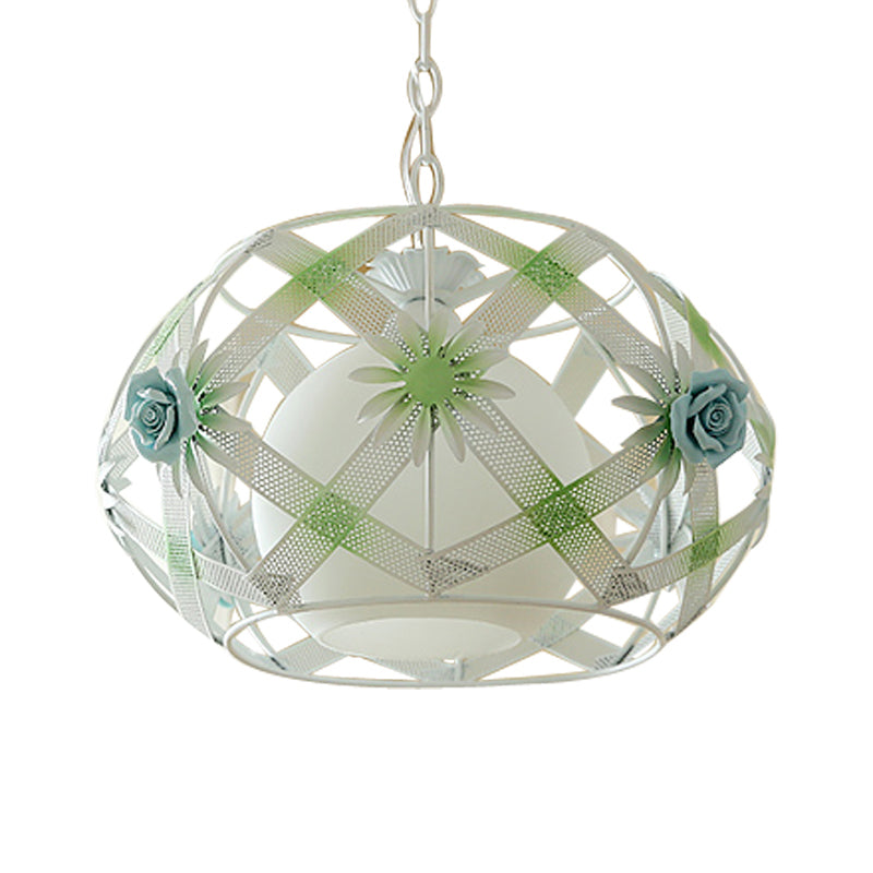 Bulbe simple rose / bleu suspension de la lampe à ruban de fer Pastor