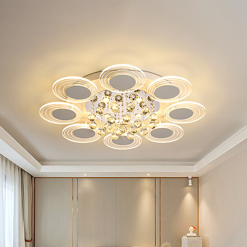 Klare Kristallkugel Rund Flushmount Contemporary Living Room LED Deckenleuchte, 25,5 "/31.5" Breite