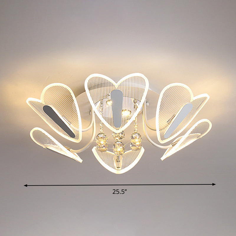 LED LED SEMI FLUSH MONTAJE Corazón contemporáneo Clear Crystal Ball Flushmount Lighting, 25.5 "/31.5" de ancho