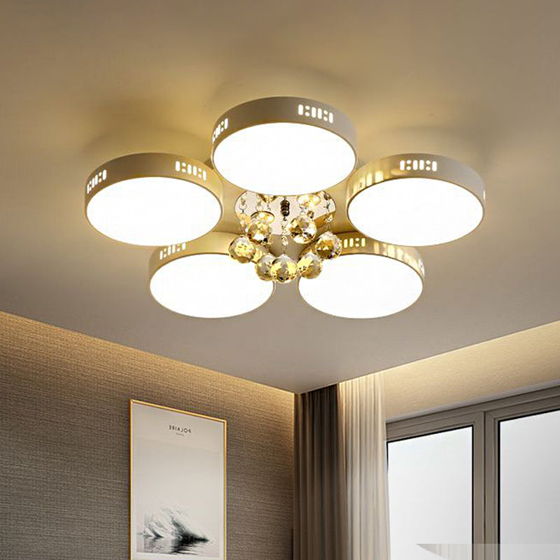 Lampada da soffitto circolare in cristallo Orb Contemporaneo 22 "/31.5" W LED Camera da letto a incasso luce in bianco