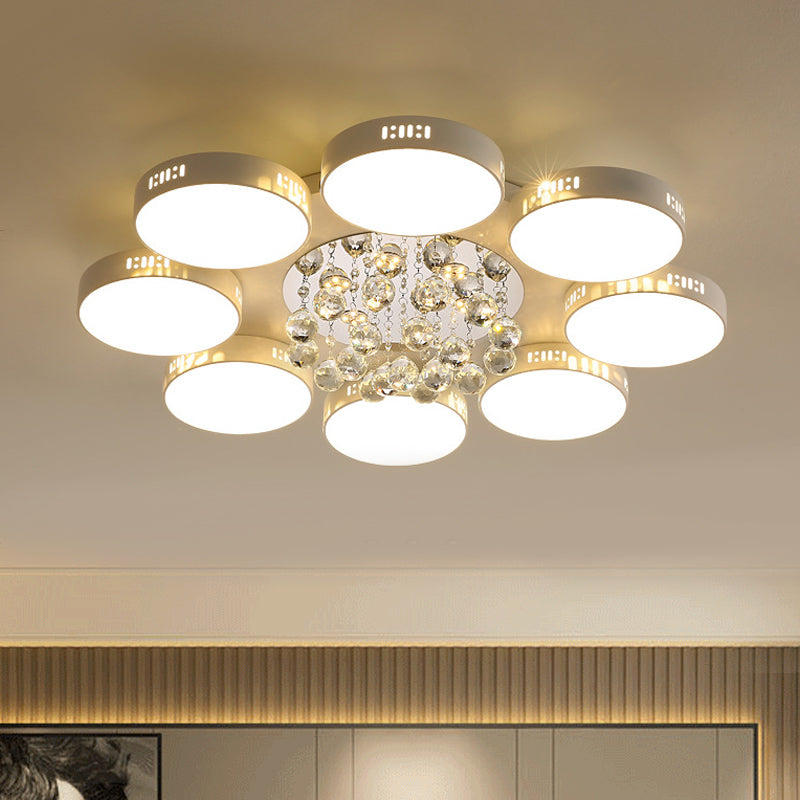 Lampada da soffitto circolare in cristallo Orb Contemporaneo 22 "/31.5" W LED Camera da letto a incasso luce in bianco