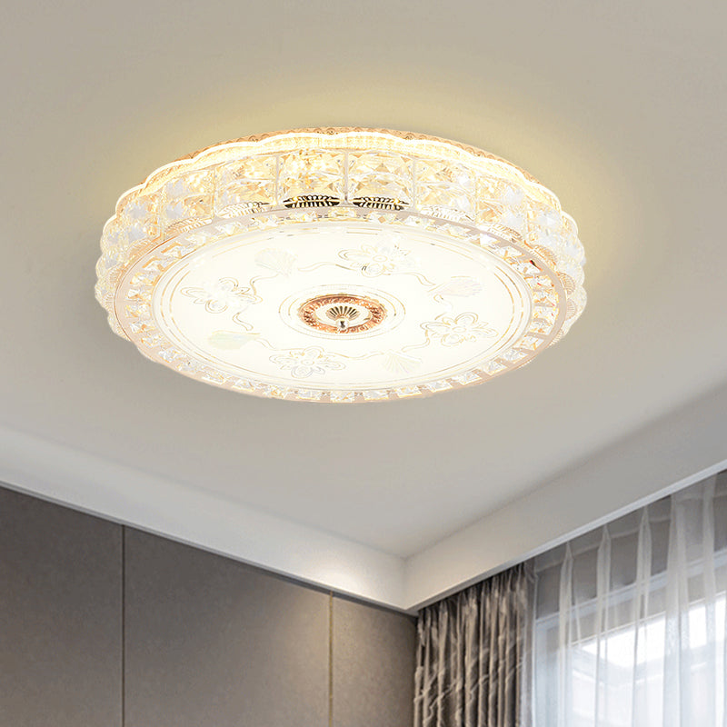 Round/Square Bedroom Ceiling Lamp Contemporary Clear Crystal LED Gold Flush Light Fixture