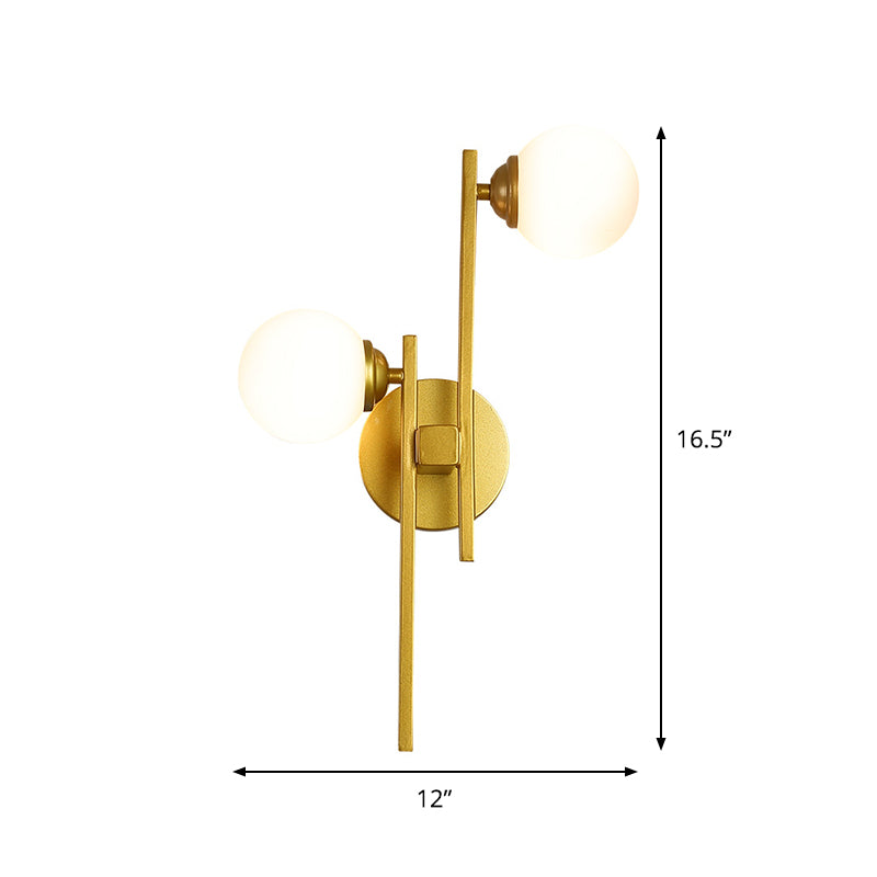 2 lichten woonkamer muurverlichting post moderne gouden wandlamp met bol opaal glazen schaduw