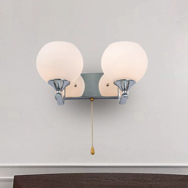 Crème glas wereldwijd wandmontage licht moderne 2-head chroom wandlamp armatuur met trekketting