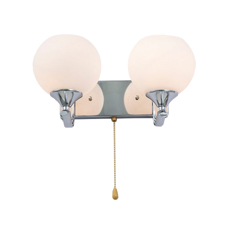 Crème glas wereldwijd wandmontage licht moderne 2-head chroom wandlamp armatuur met trekketting