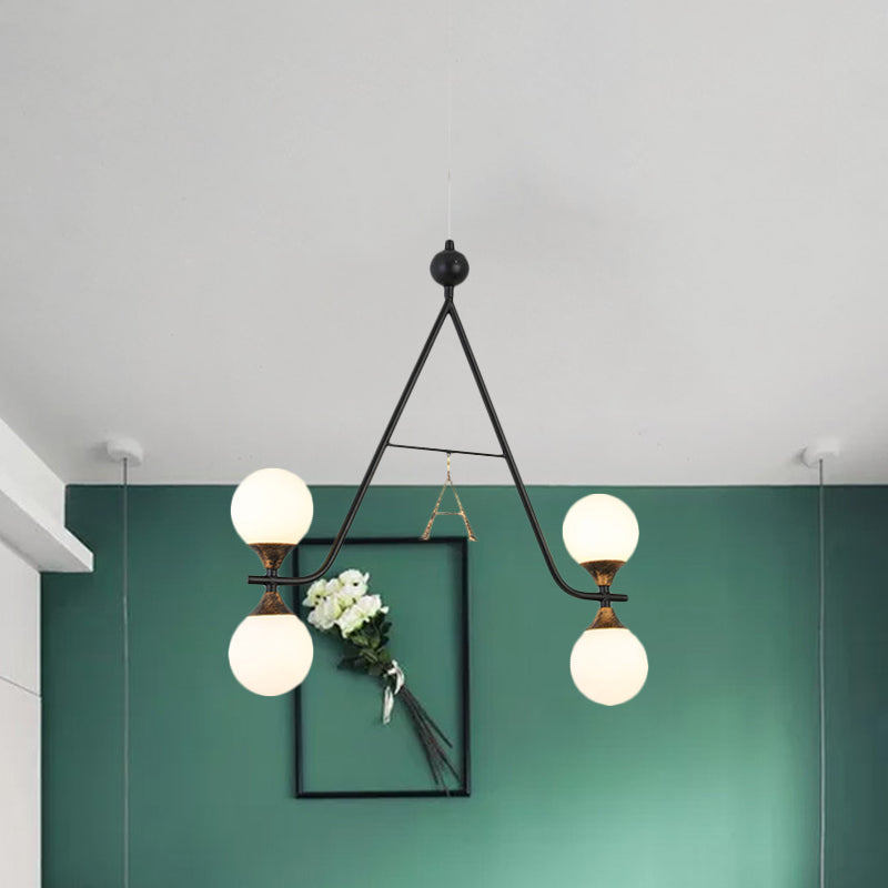 Schwarz A/V-Letter-Formed Deckenkraut Modernist 4 Köpfe Eisen LED Hängende Anhänger Licht