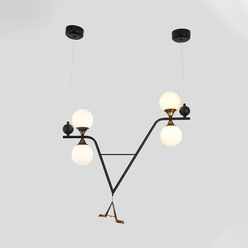 Schwarz A/V-Letter-Formed Deckenkraut Modernist 4 Köpfe Eisen LED Hängende Anhänger Licht